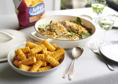 KABELJAUWFILET IN EEN KORSTJE VAN ALGEN met airfryer kroketten McCain