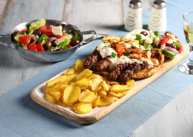 Rustic Chips met kebab